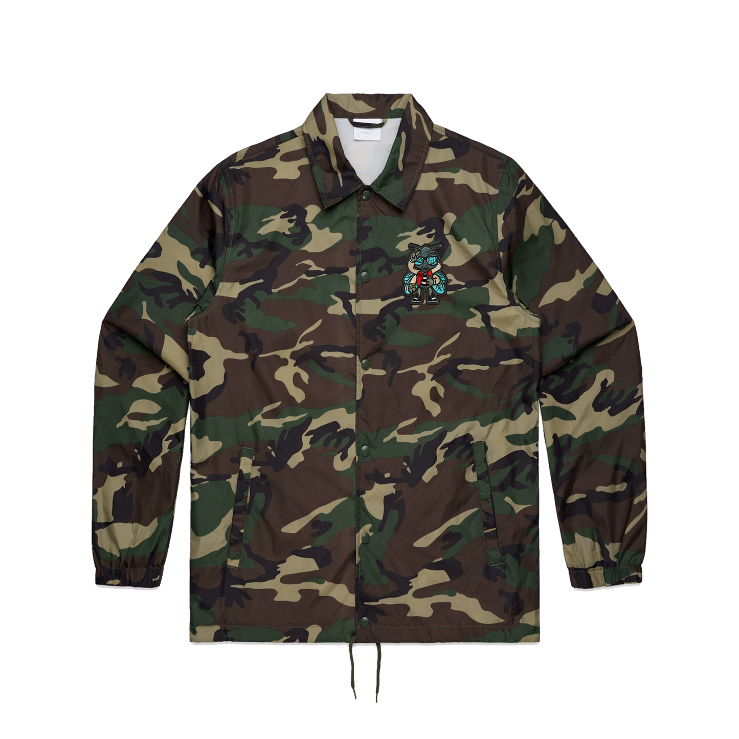 Buzzzy Embroidered Patch Unisex Coach Jacket - Camo