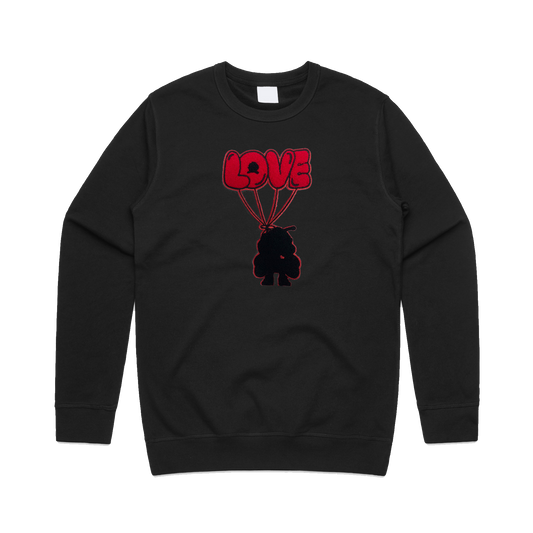 LOVE Chenille Patch Unisex Sweatshirt - Black