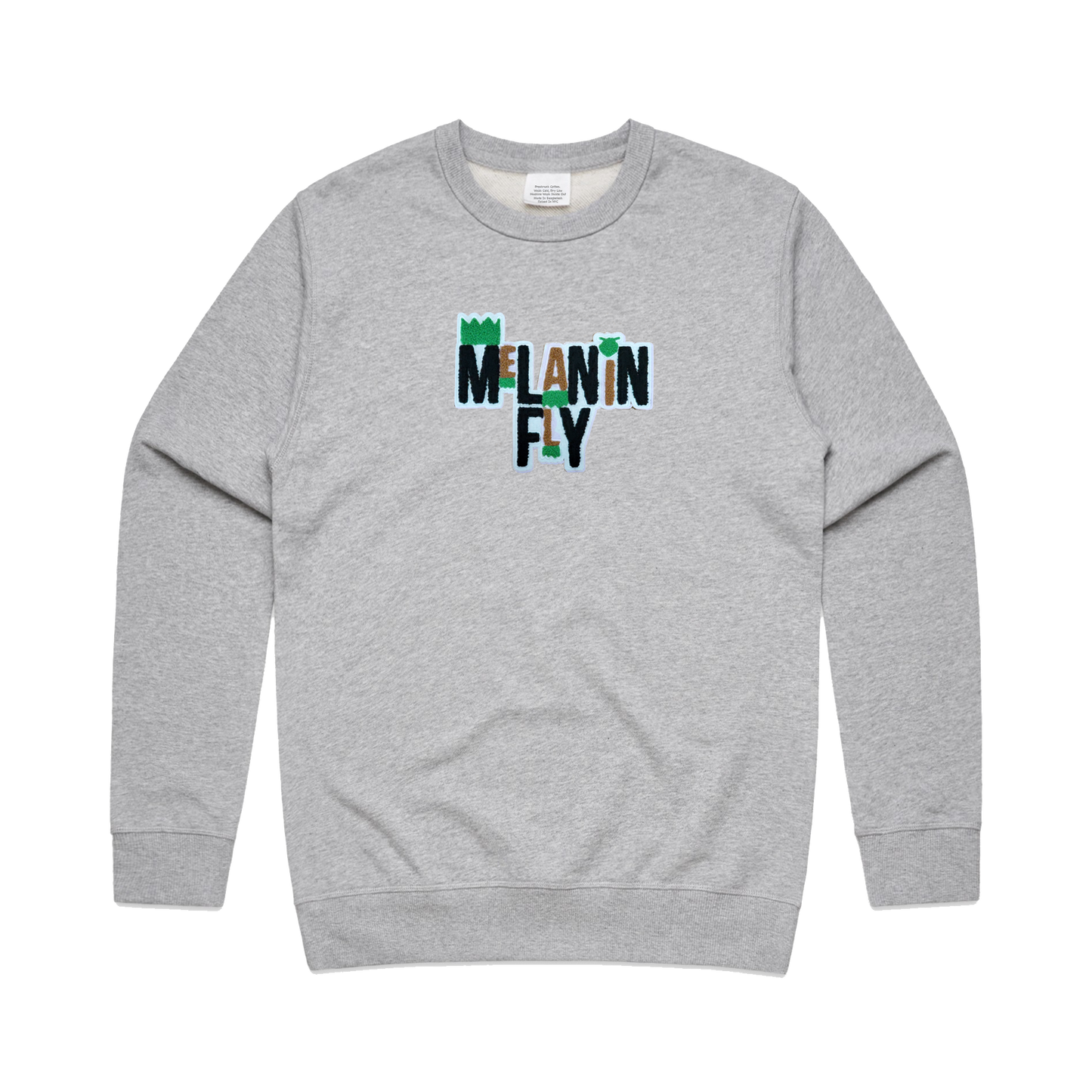 Melanin Fly Words Chenille Patch Unisex Sweatshirt - Heather Grey