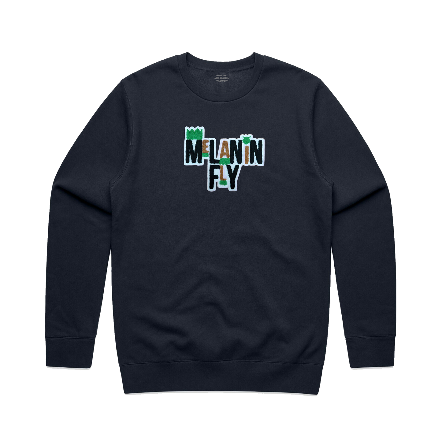 Melanin Fly Words Chenille Patch Unisex Sweatshirt - Navy