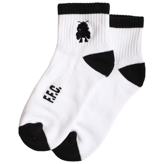F.F.C. Staple Quarter Crew Socks - White/Blk