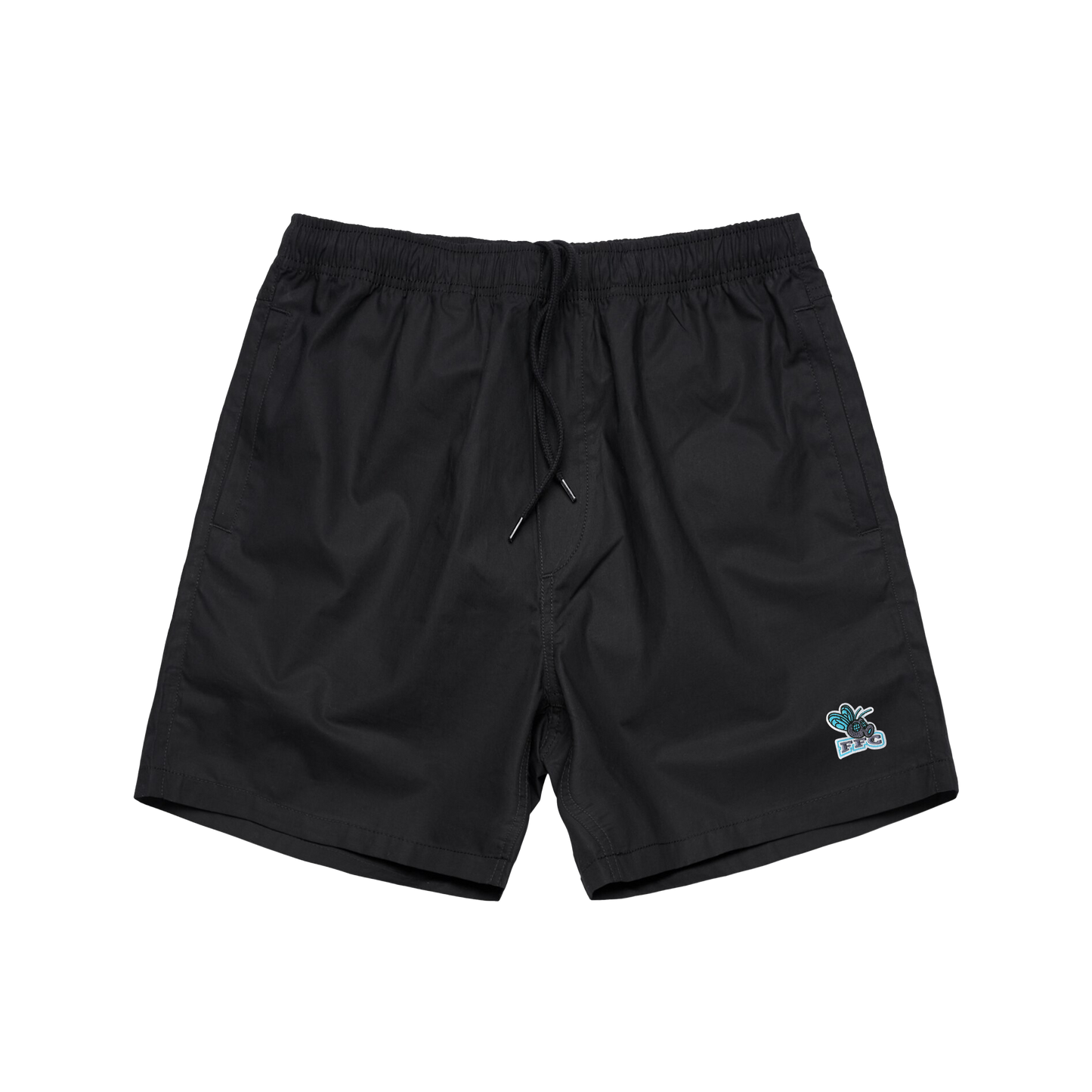 FFC Embroidered Patch Beach Shorts - Black