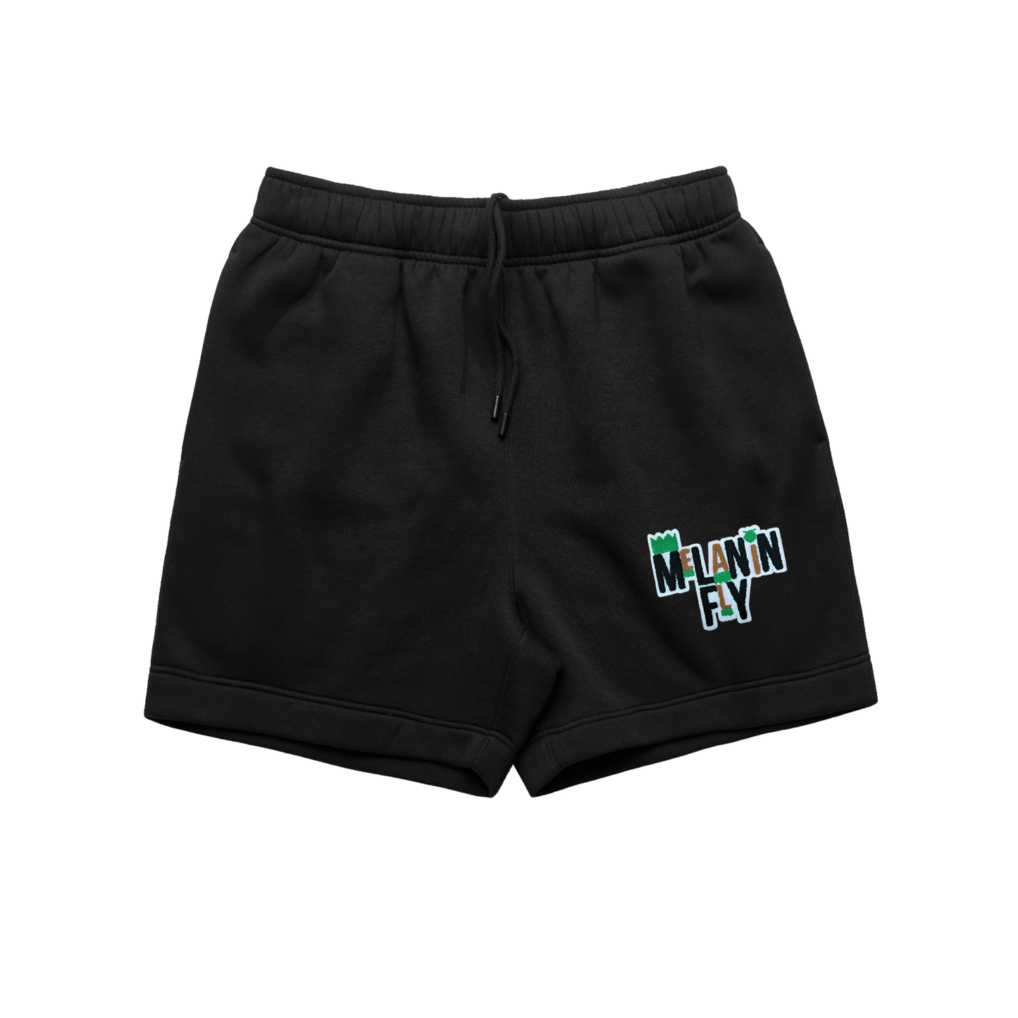 Melanin Fly Words Patch Track Shorts