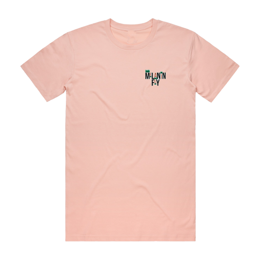 Melanin Fly Words Embroidered Patch Unisex T-Shirt - Pale Pink