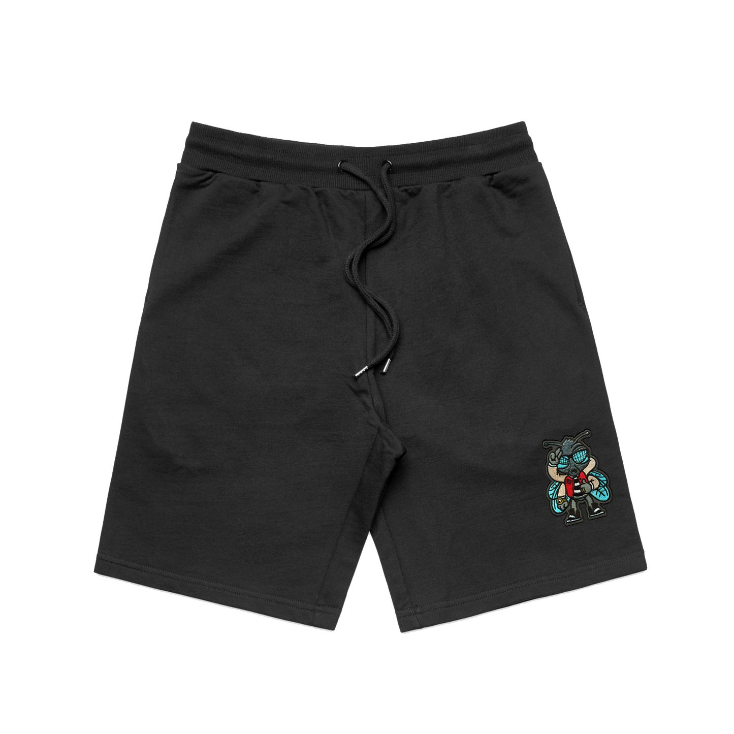Fly Guy Embroidered Patch Sweat Shorts - Black