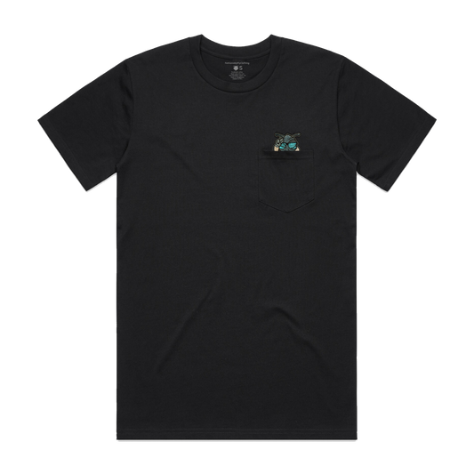 Buzzzy Embroided Patch Pocket Tee - Black