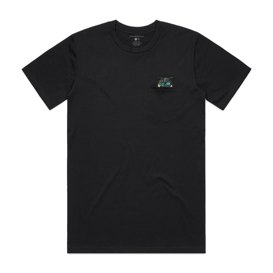 Fly Guy Embroided Patch Pocket Tee - Black
