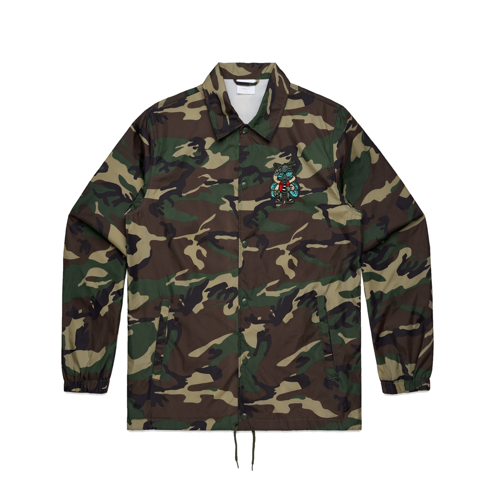 Buzzzy Embroidered Patch Unisex Coach Jacket - Camo