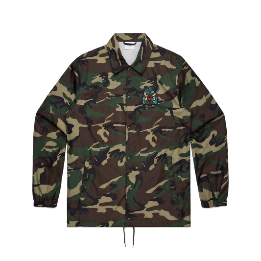 Buzzzy Embroidered Patch Unisex Coach Jacket - Camo