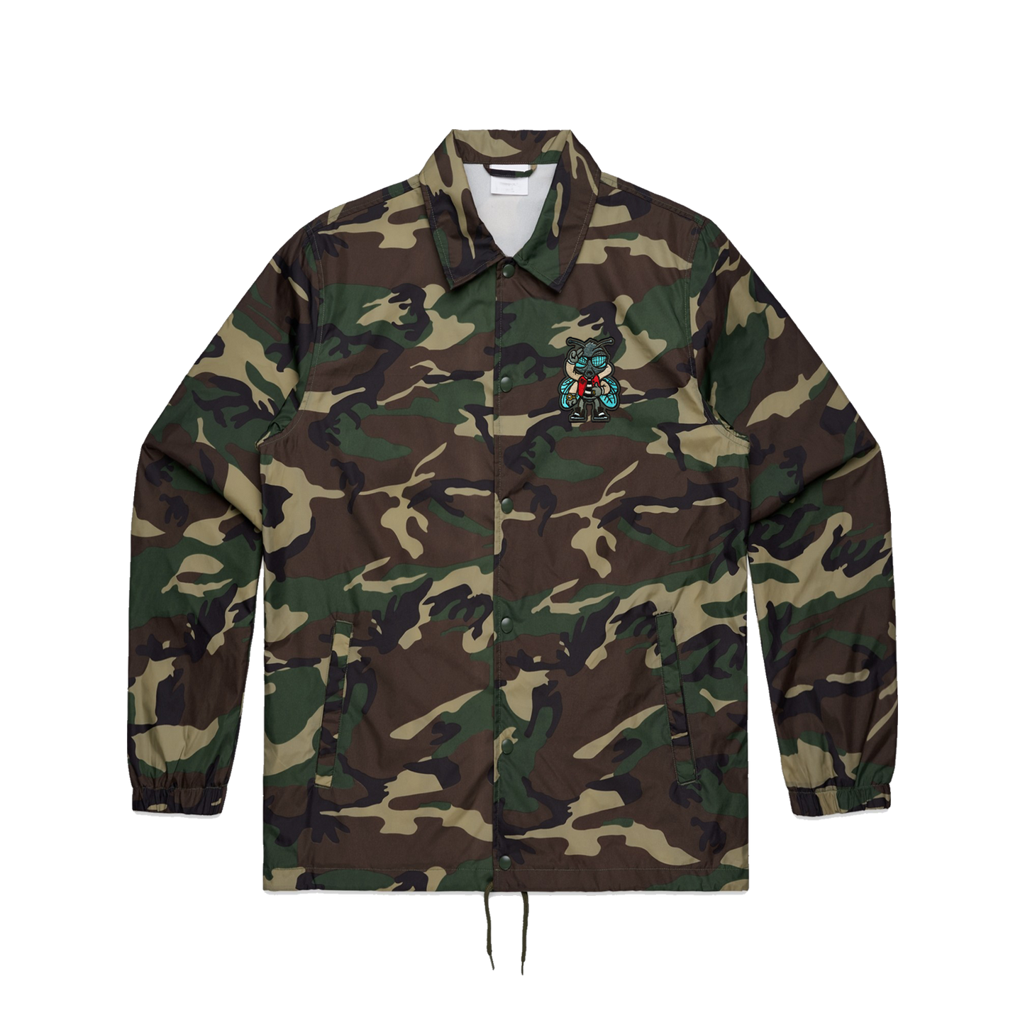 Fly Guy Embroidered Patch Unisex Coach Jacket - Camo