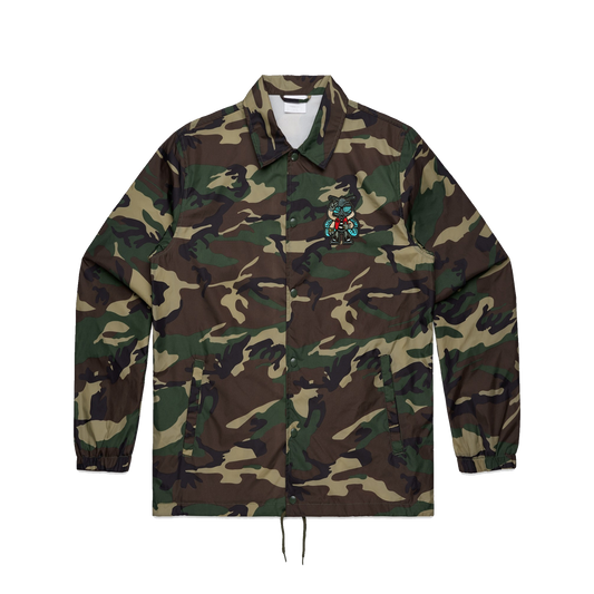 Fly Guy Embroidered Patch Unisex Coach Jacket - Camo