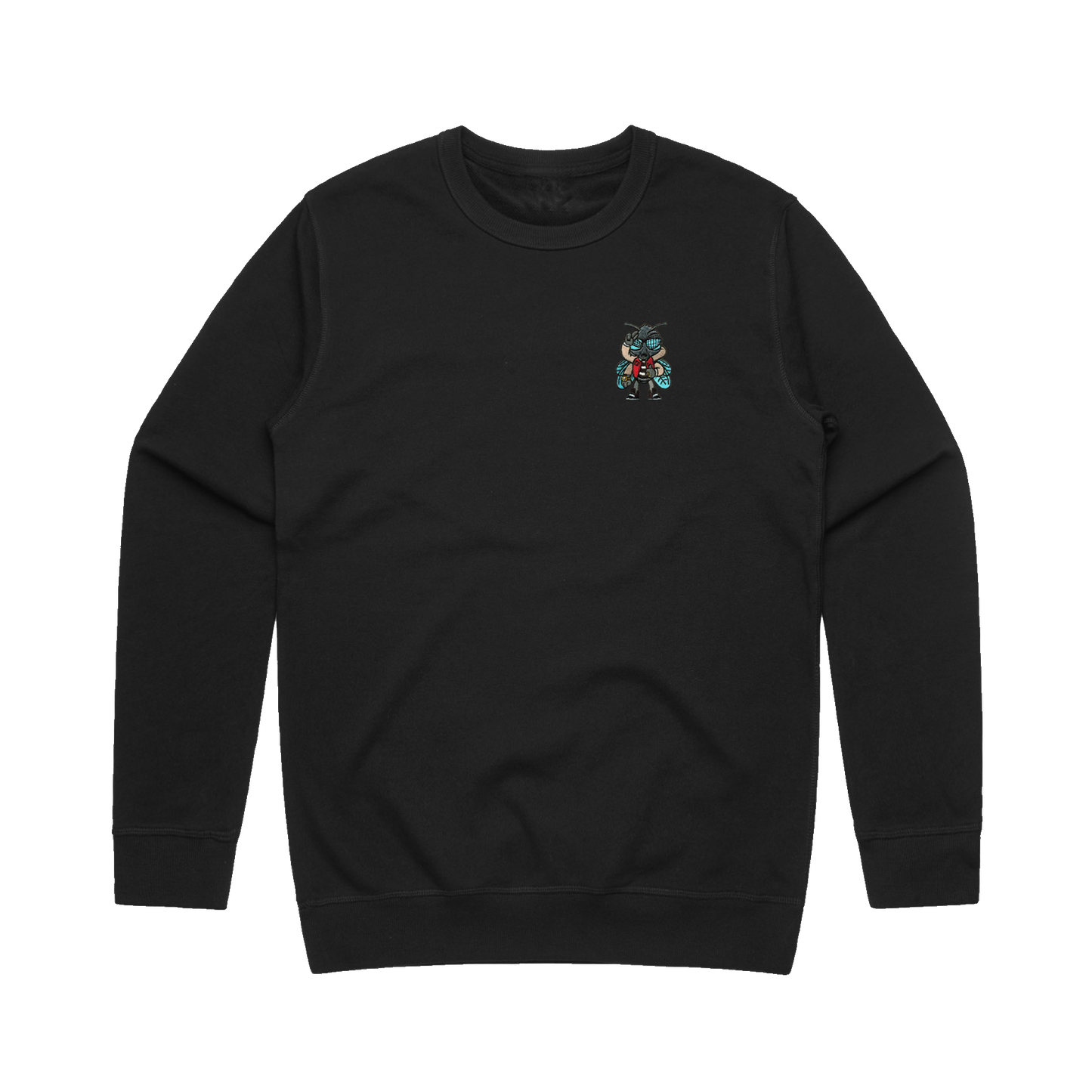 Fly Guy Embroidered Patch Unisex Sweatshirt - Black
