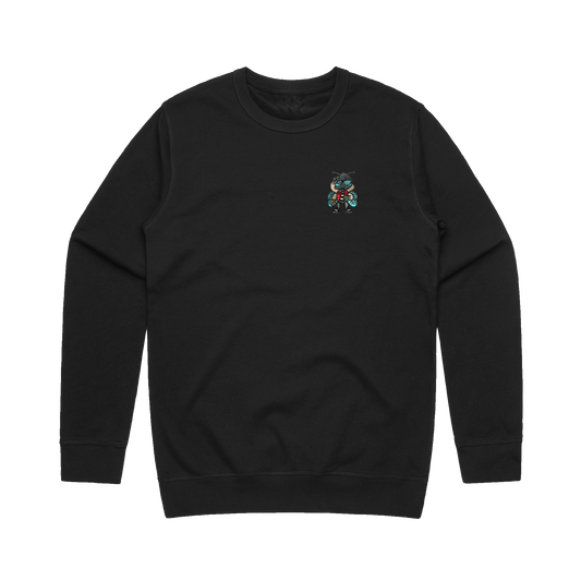 Fly Guy Embroidered Patch Unisex Sweatshirt - Black