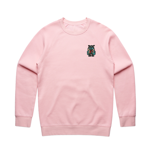 Fly Guy Embroidered Patch Unisex Sweatshirt - Pink