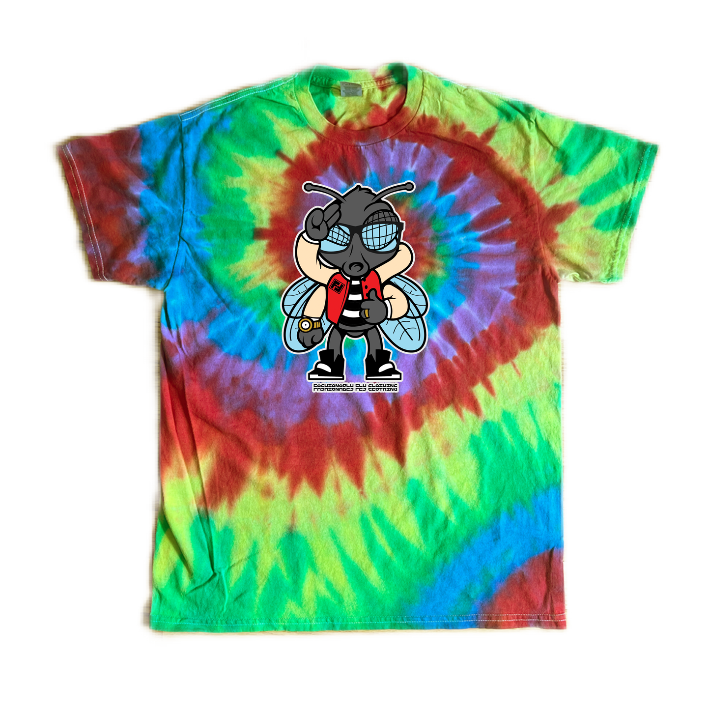 Fly Guy Unisex T-Shirt - Tie Dyed Rainbow Spiral