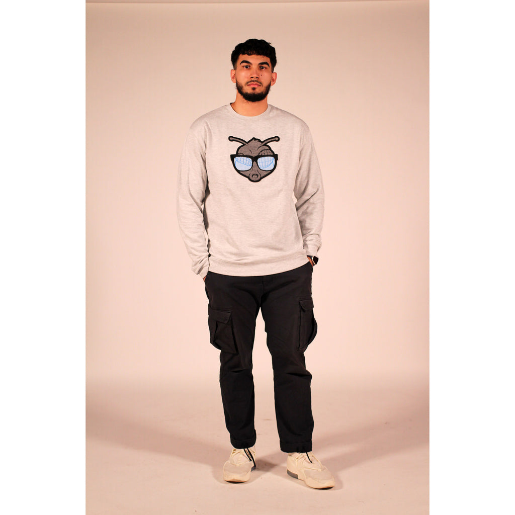 H.F.I.C Chenille Patch Unisex Sweatshirt - Heather Grey