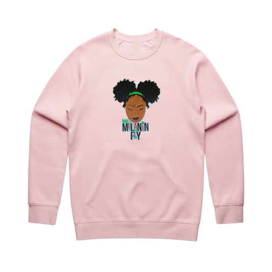 Melanin Fly Chenille Patch Unisex Sweatshirt - Pink