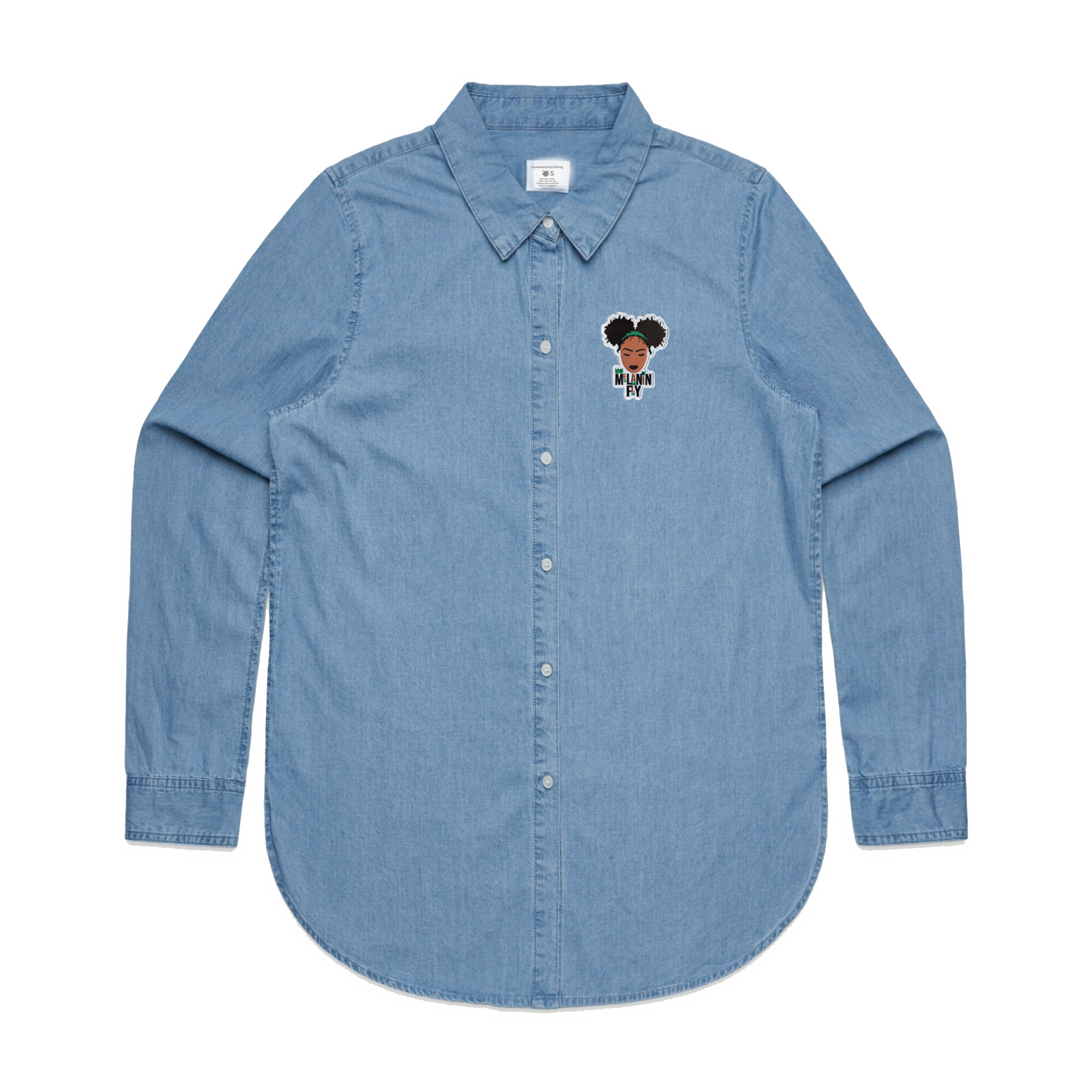Melanin Fly Patch Wo's Denim Shirt