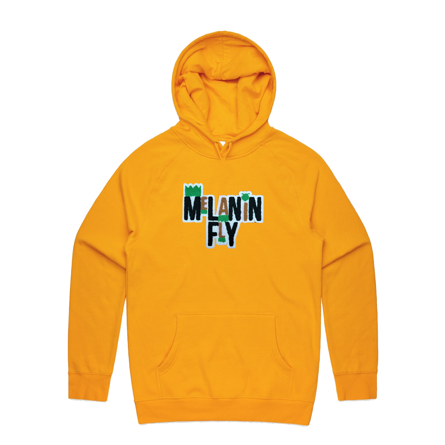 Melanin Fly Words Chenille Patch Unisex Pullover - Gold