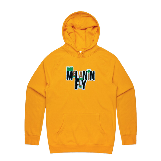 Melanin Fly Words Chenille Patch Unisex Pullover - Gold