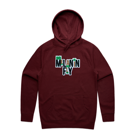 Melanin Fly Words Chenille Patch Unisex Pullover - Maroon