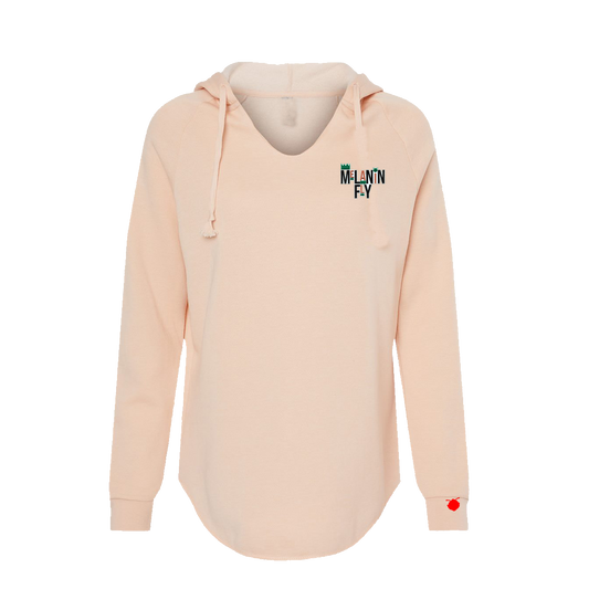 Melanin Fly Words Embroidery Patch Wave Wash Wo's Pullover - Blush