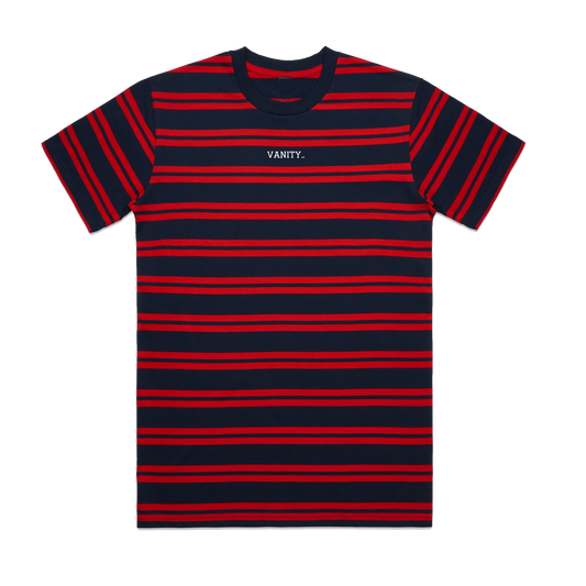Vanity.. Stripe Tee - Navy/Red