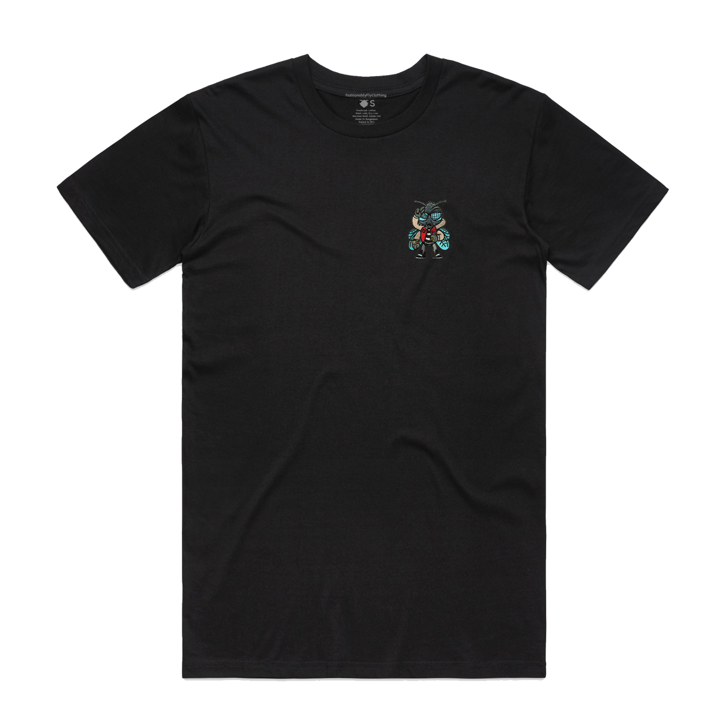 Fly Guy Embroidered Patch Unisex T-Shirt - Black