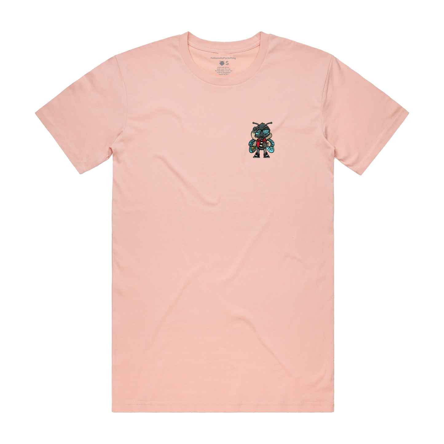 Fly Guy Embroidered Patch Unisex T-Shirt - Pale Pink