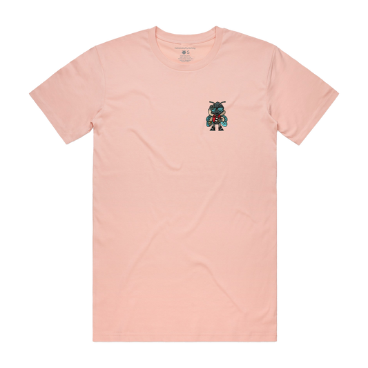 Fly Guy Embroidered Patch Unisex T-Shirt - Pale Pink